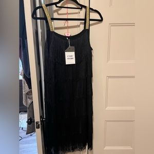 NWT Black Flapper Dress + Accessories Size M